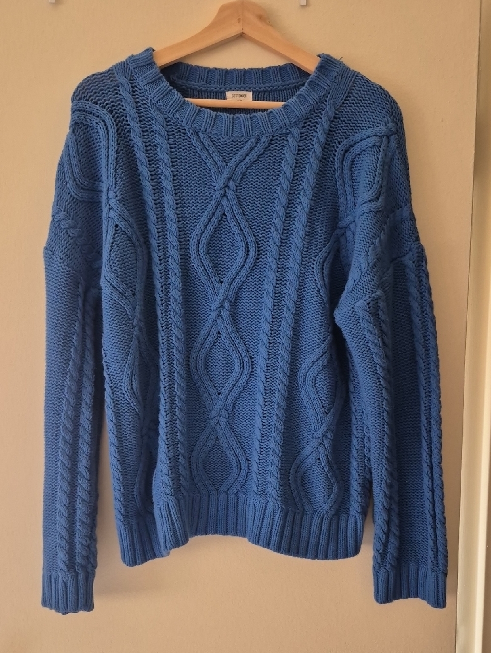 Cotton On Blue Cable-Knit Crew Sweater